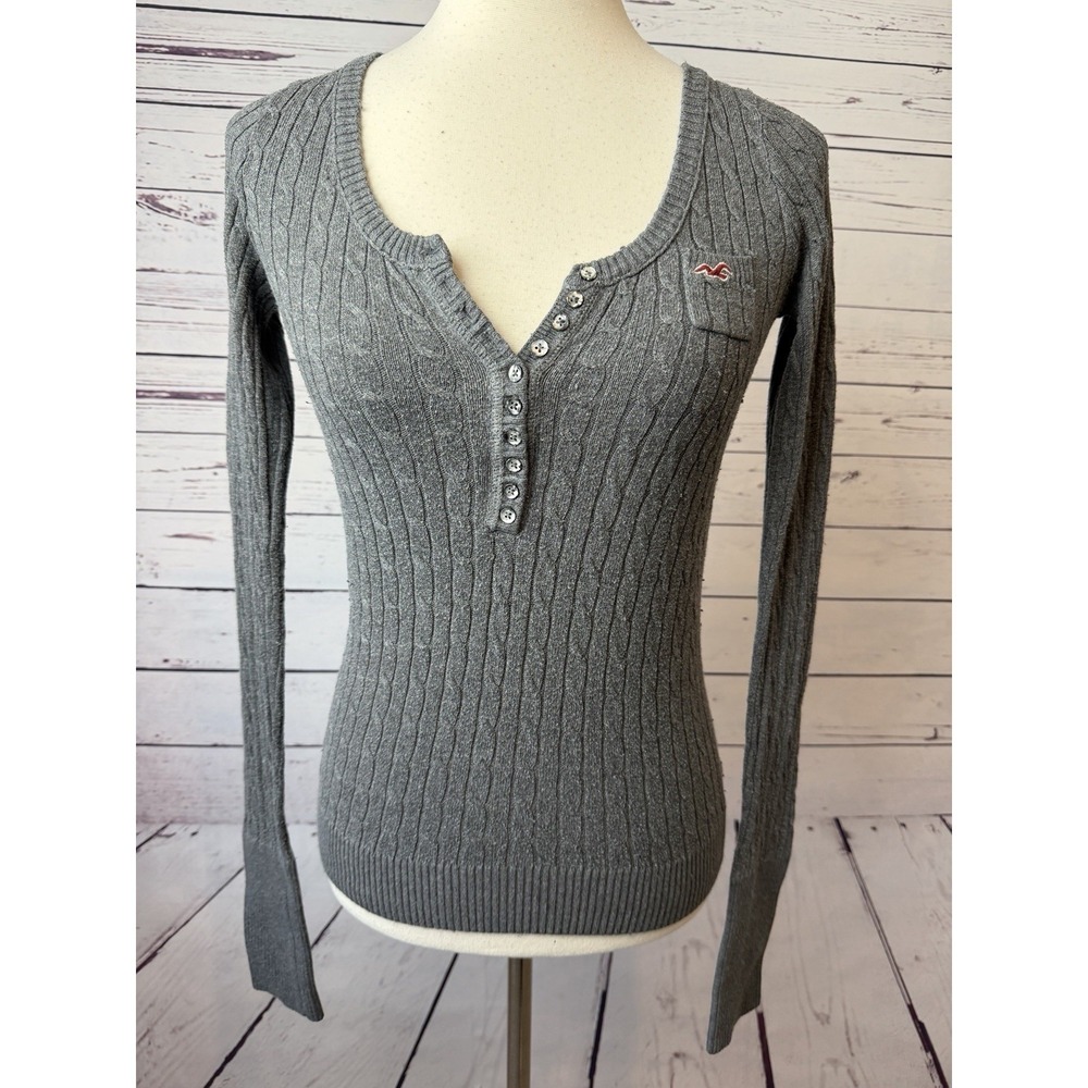 Hollister Cable Knit Rabbit Hair Sweater Large Babydoll Coquette Bella Swan Y2K